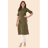 Glomee - Green Cotton Women''s Front Slit Kurti ( Pack of 1 ) - None