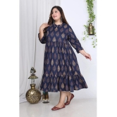 Swasti Cotton Blend Printed Anarkali Womens Kurti - Blue ( Pack of 1 ) - None