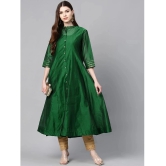 Juniper Chanderi Embellished Flared Womens Kurti - Green ( Pack of 1 ) - None