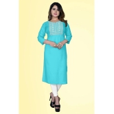 HAYA - Light Blue Rayon Womens Straight Kurti ( Pack of 1 ) - None