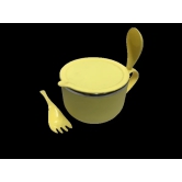 DYNAMIC STORE Dynore Maggi/ Soup/ Oats and Pasta Bowl With Fork & Spoon, Yellow 750 ml