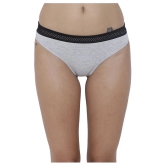 BASIICS By La Intimo Pack of 1 Cotton Womens Thongs ( Grey ) - None