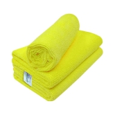 SOFTSPUN Microfiber Cleaning Cloths, 3pcs 40x40cms 340GSM Yellow! Highly Absorbent, Lint and Streak Free, Multi -Purpose Wash Cloth for Kitchen, Car, Window, Stainless Steel, Silverware.