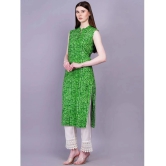 HIGHLIGHT FASHION EXPORT Rayon Printed Straight Womens Kurti - Green ( Pack of 1 ) - None