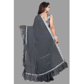 A TO Z CART Georgette Solid Saree With Blouse Piece - Grey ( Pack of 1 ) - Grey