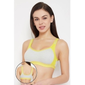 Clovia Grey Cotton Removable Padding Womens Sports Bra ( Pack of 1 ) - None