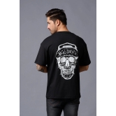 #Go Devil With Skull (in White) Printed Black Oversized T-Shirt for Men XL