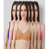 Kiran Enterprises - Multicolor Cotton Non - Padded Womens T-Shirt Bra ( Pack of 6 ) - 30B