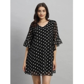 Curvydrobe Georgette Printed Mini Womens A-line Dress - Black ( Pack of 1 ) - None