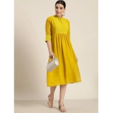 Juniper Georgette Embroidered Midi Womens Fit & Flare Dress - Mustard ( Pack of 1 ) - None