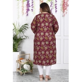 Swasti Cotton Printed Straight Womens Kurti - Maroon ( Pack of 1 ) - None