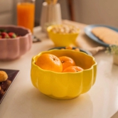 Scalloped Ceramic Serving Bowl Yellow