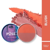 MyGlamm POSE HD Blush Duo - Coral | Punch + Powder Brush