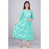 KASHVI Creation Women's Cotton Floral Printed Anarkali Maternity Feeding Kurti-SkyBlue