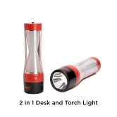 Desk + Torch Emergency Lamp with Battery (Red, 1200Mah, Plastic, Pack of 1)