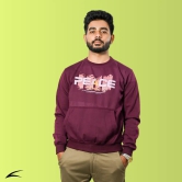 Maroon Sweatshirt with Kangaroo Pockets for Men (O-Series)-L