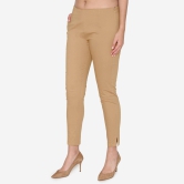 Women's Cotton Formal Trousers - Beige Beige 3XL