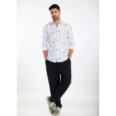 Feathers Premium Linen Printed Shirt-M - 38