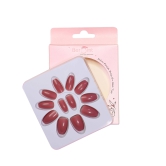 SHORT GLOSSY NAILS-(NAIL KIT INCLUDED)-Light Maroon