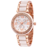 Rhonium Rose Gold Metal Chronograph Womens Watch