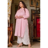 PrettyPlus by Desinoor.com Linen Solid Front Slit Womens Kurti - Pink ( Pack of 1 ) - None