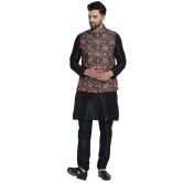 Banity Bey Men's Silk Blend Black Kurta Pajama with Designer Ethnic Nehru Jacket/Modi Jacket/Waistcoat