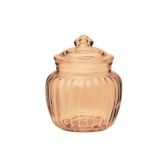 Treo Golden Pot 670 ML Storage Jar with Glass Lid | Golden | Set of 2 Pcs