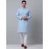 Jompers Mens Sky Cotton Floral printed kurta Pyjama Set-XXL / Blue