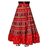 Rangun Cotton A-Line Skirt - Red - 29-32