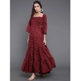 Antaran Cotton Printed Ankle Length Womens Gown - Maroon ( Pack of 1 ) - None