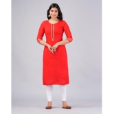 MAUKA Rayon Embroidered Straight Womens Kurti - Red ( Pack of 1 ) - None