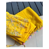 Apnisha Georgette Embellished Saree With Blouse Piece - Yellow ( Pack of 1 ) - Yellow