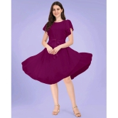 JASH CREATION Georgette Solid Knee Length Womens Fit & Flare Dress - Magenta ( Pack of 1 ) - None