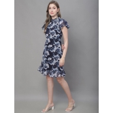 MINI & MING Floral Printed High Neck Georgette A-Line Dress