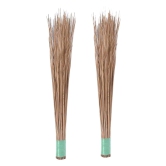 Natural Coconut Leaf Grass Broom Stick (Coconut Jhadu) (Brown, Large) - Pack of 2