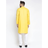 Jompers Mens Lemon Cotton Solid Kurta Only-L / Yellow