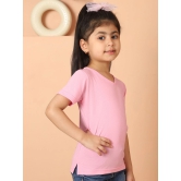 MINI & MING Girls Solid V-Neck Pure Cotton T-shirt