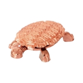 KESAR ZEMS Copper Plated Wish Fulfilling Tortoise Figurine with Plate (6.5 x 6.5  x 0.5 cm, Copper, Pack of 2)