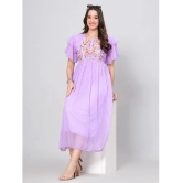 JC4U Crepe Embroidered Midi Womens Fit & Flare Dress - Purple ( Pack of 1 ) - None