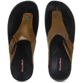 UrbanMark Men Two-Tone Upper With Side Velcro Strap Thong Flip-Flop - Brown - None