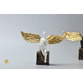 Fairy with Golden Wings (9x7 Inches)-White