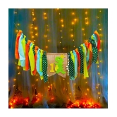 Party Propz Dinosaur Theme Decoration 1st Birthday for Baby Boy Little Dino Set 2Pcs - Burlap Banner with Fairy Light Combo for Kids / Boys Birthday