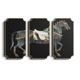 Set of 3 Horse Mural Wood Print Wall Art