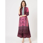 Pannkh - Magenta Rayon Womens Straight Kurti ( Pack of 1 ) - None