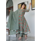 Light Green Hand Block Printed Anarkali Set S