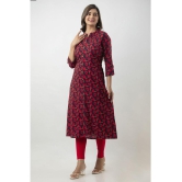 MAUKA - Red Rayon Womens A-line Kurti ( Pack of 1 ) - None