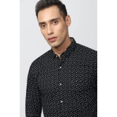 Men Black Super Slim Fit Print Full Sleeves Casual Shirt