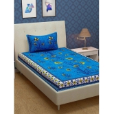 URBAN MAGIC - Blue Cotton Single Bedsheet with 1 Pillow Cover - Blue