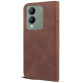 NBOX Brown Flip Cover Artificial Leather Compatible For Vivo Y28 ( Pack of 1 ) - Brown