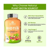 NATURYZ 100% Plant Based Biotin with DTH Omega 3 for Strong Hairs, Nails, Glowing Skin - 60 Tablets